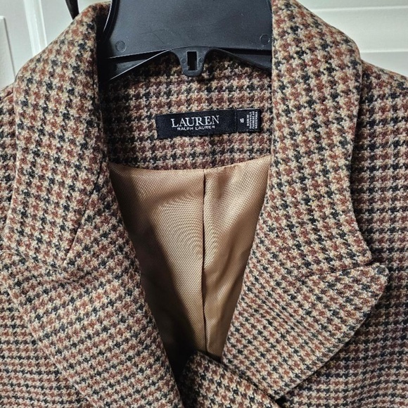 WOMENS RALPH LAUREN HOUNDSTOOTH LEGACY CHECK LONG COAT - Picture 3 of 4